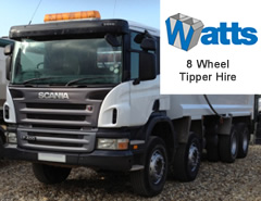 8 Wheel Tipper Hire also available from T Watts